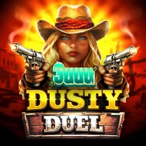 Interface do jogo Dusty Duel mostrando o cenário de deserto e os rolos