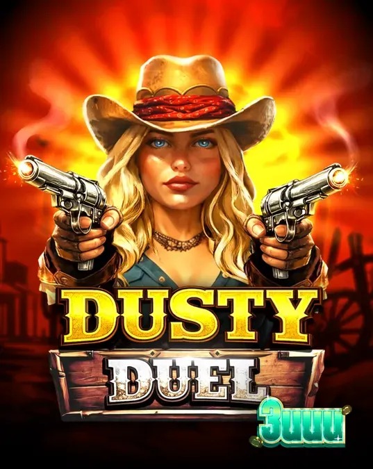 Interface do slot Dusty Duel com tema de faroeste e carretel multiplicador